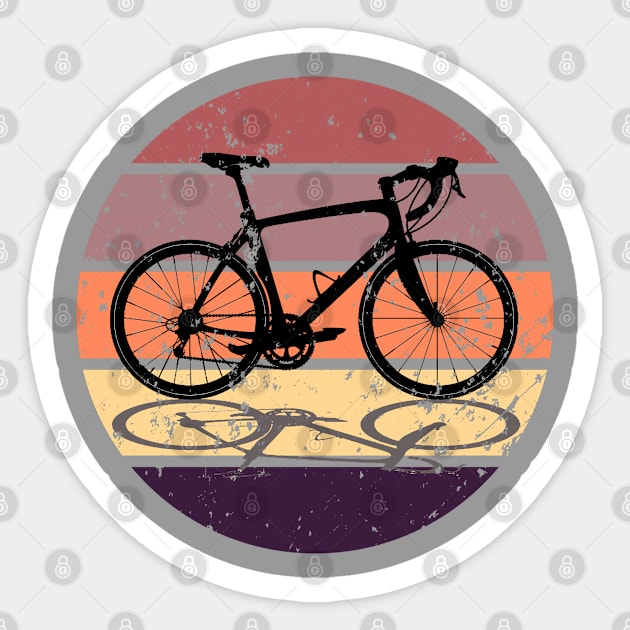 Road Bicycle - Black Road Bike with Shadow - Bicycling Gift - Distressed Look Sticker by RKP'sTees